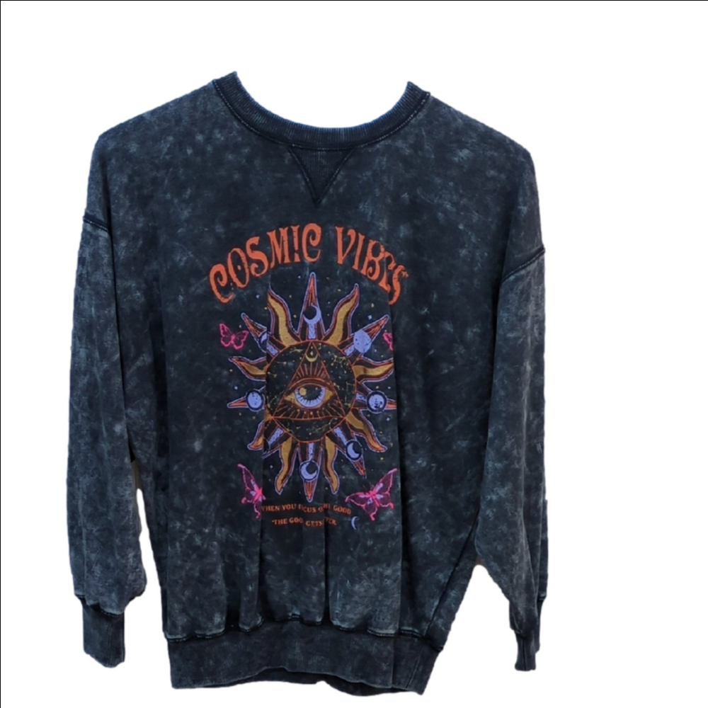 No Boundaries Gray Cosmic Vibes Sweater, XS, Oversize